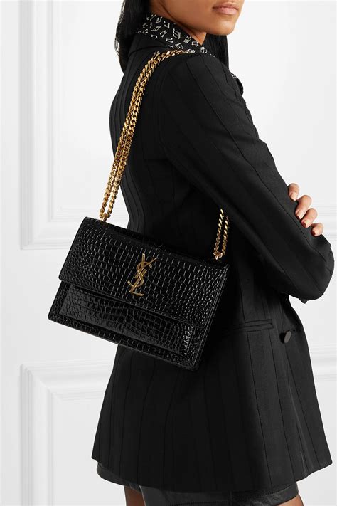 ysl sunset bag small black|YSL sunset bag croc grey.